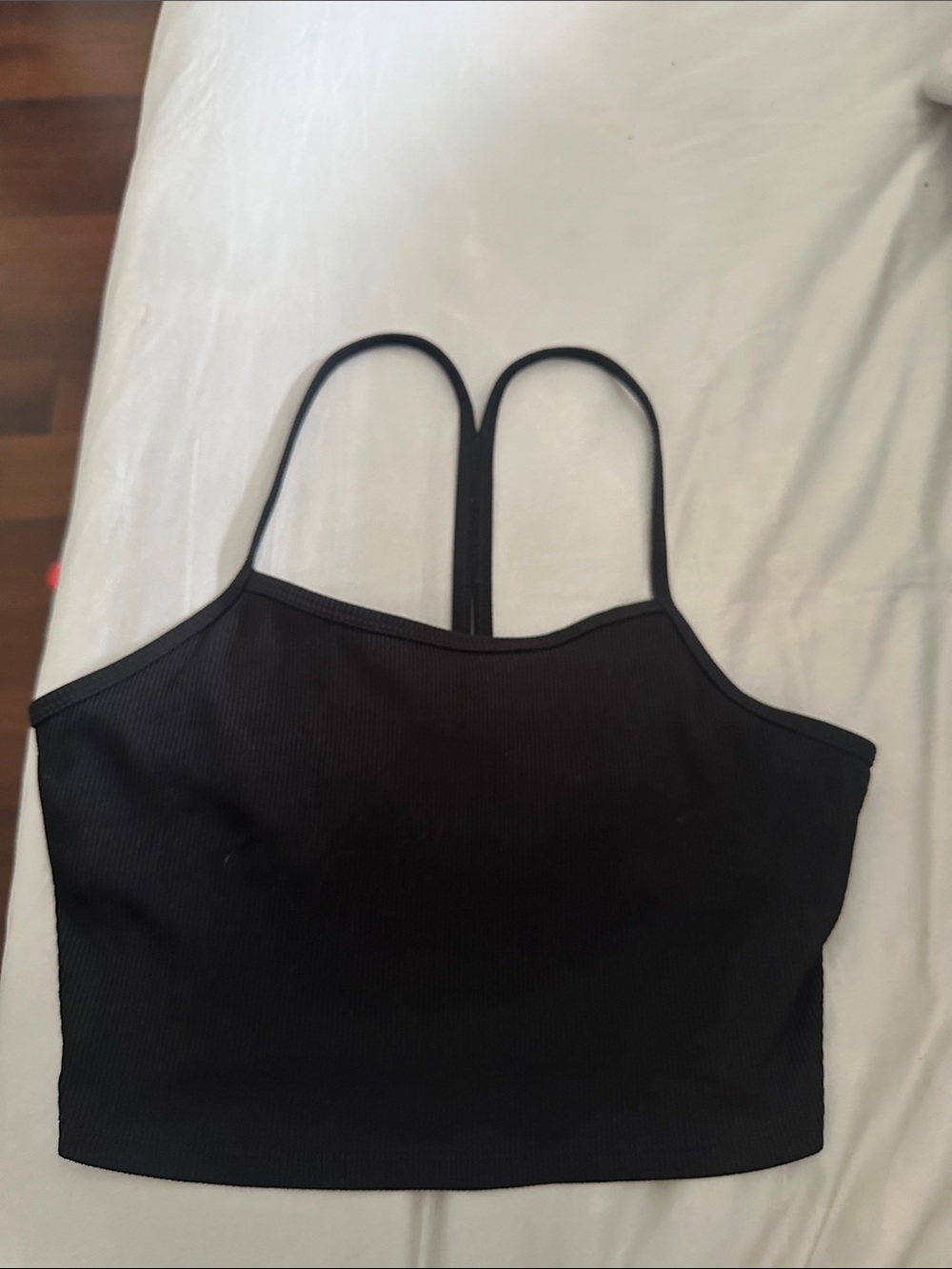 ALO Yoga Black Ribbed Strappy Sports Bra Crop Top Medium - Picture 6 of 7